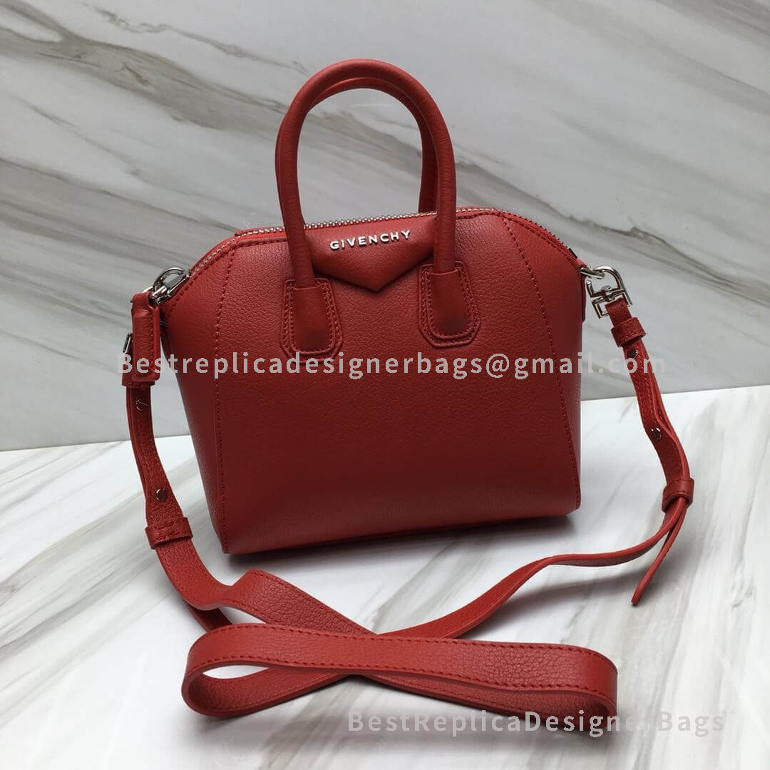 Givenchy Mini Antigona Bag Red In Grained Goatskin SHW 2-29909